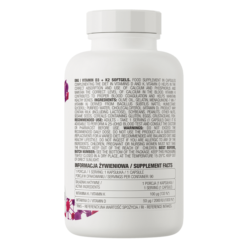 OstroVit Vitamine D3 + K2 90 gélules