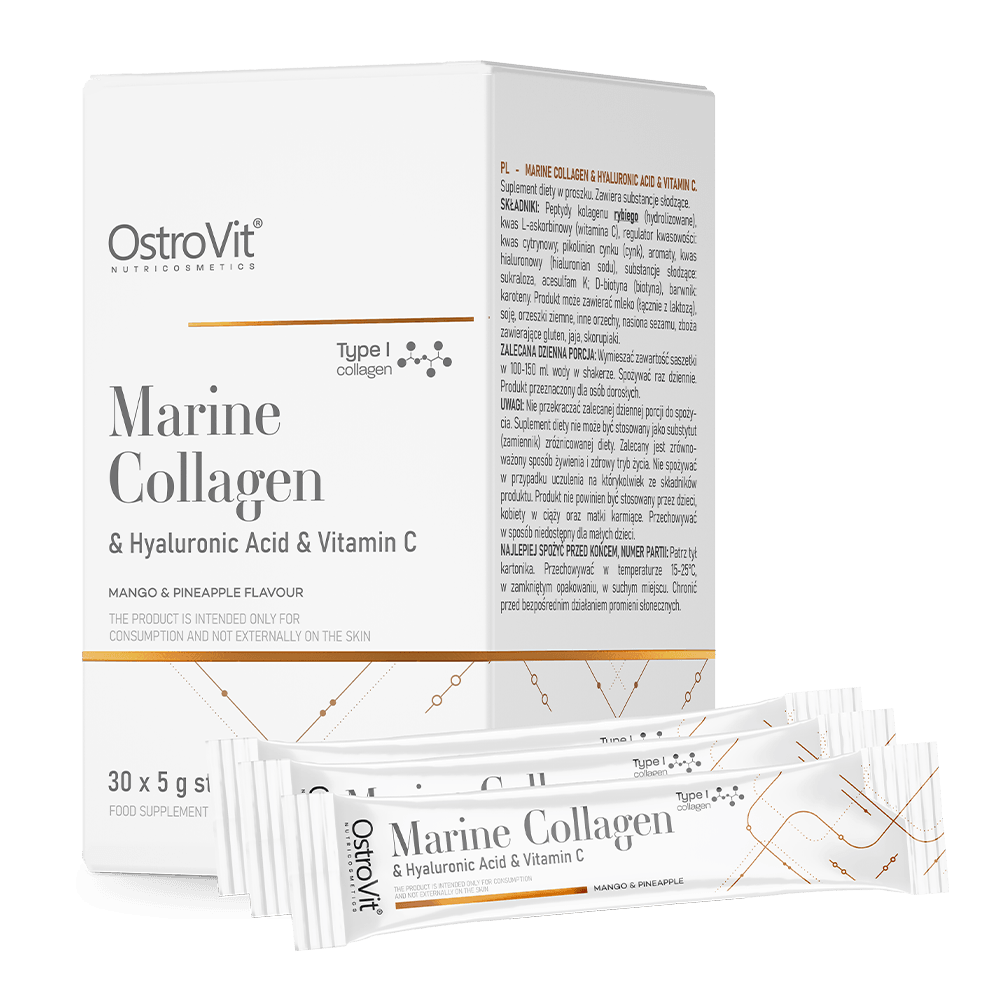 OstroVit Marine Collageen + Hyaluronzuur + Vitamine C 5 gx 30 DOOS mango met ananas