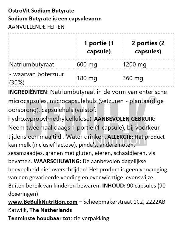 12 x Sodium Butyrate - Natriumbutyraat - Vegan - 90 Capsules Ostrovit